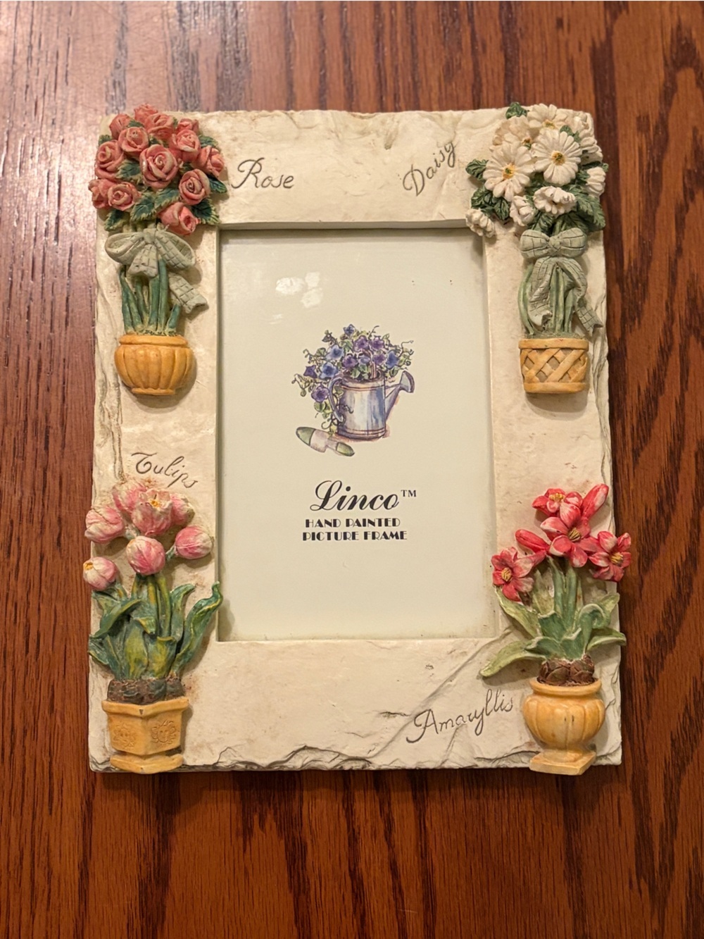 Floral Hand Painted Ceramic Photo Frame in Cream